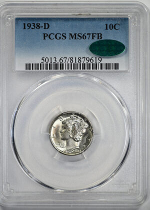 1938-D Mercury Dime 10C PCGS MS67FB CAC &#8211; Full Bands