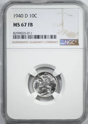 1940-D Mercury Dime 10C NGC MS67FB &#8211; Full Bands