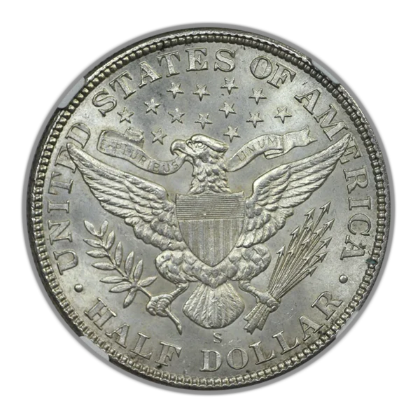 1910-S Barber Half Dollar 50C NGC MS61 - Image 4