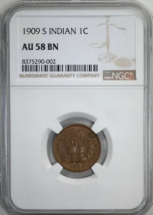 1909-S Bronze Indian Head Cent 1C NGC AU58BN