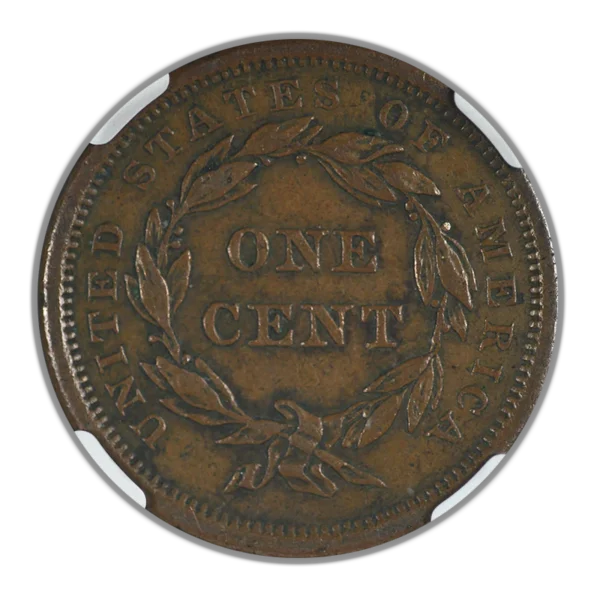 1839 Petite Head Braided Hair Liberty Head Large Cent 1C NGC AU50BN - Head Type of 1840 N-8 - Image 4