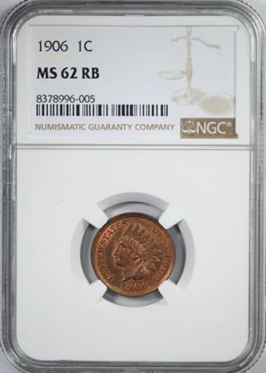 1906 Bronze Indian Head Cent 1C NGC MS62RB