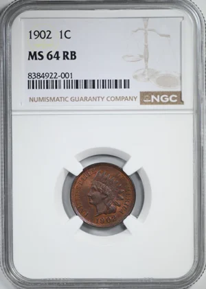 1902 Indian Head Cent 1C NGC MS64RB