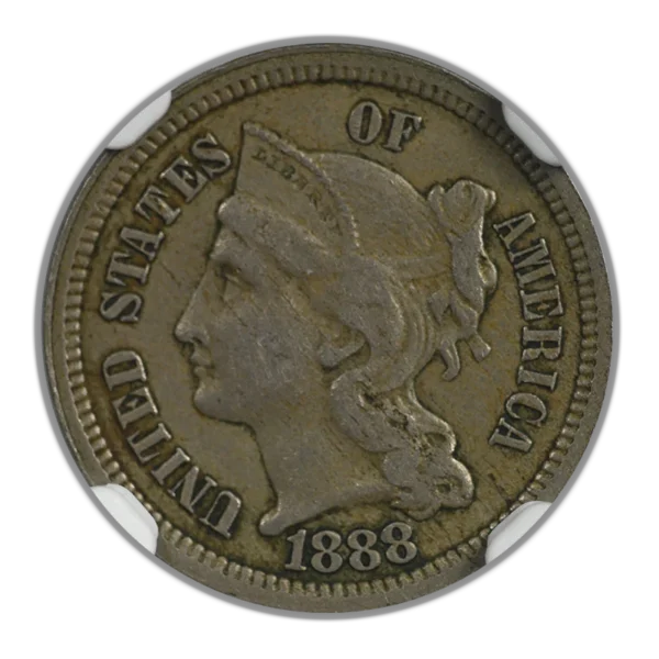 1888 Three Cent Nickel Piece 3CN NGC XF45 - Image 3
