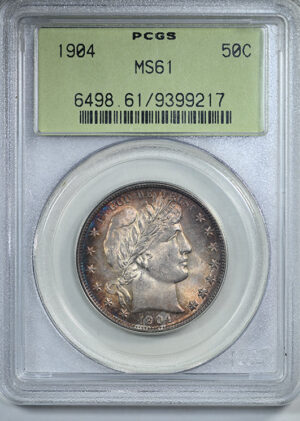 1904 Barber Half Dollar 50C PCGS MS61 OGH &#8211; TONED!