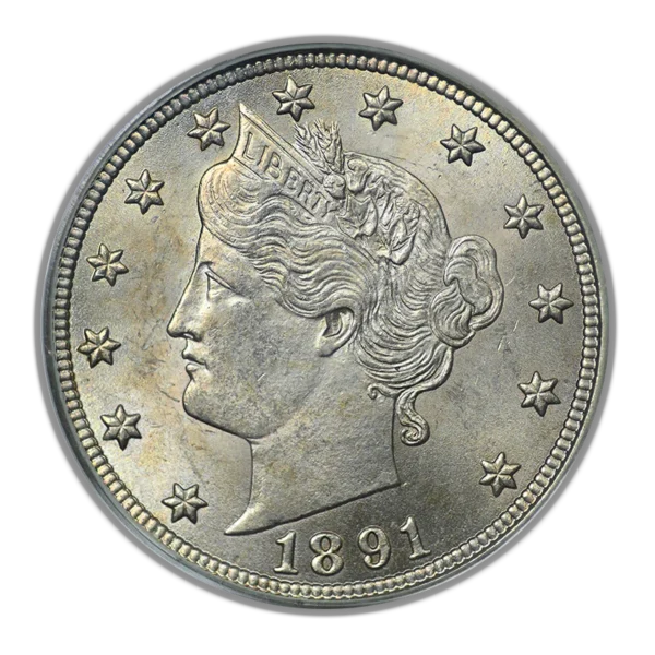 1891 Liberty V-Nickel 5C PCGS MS63 OGH - Image 3