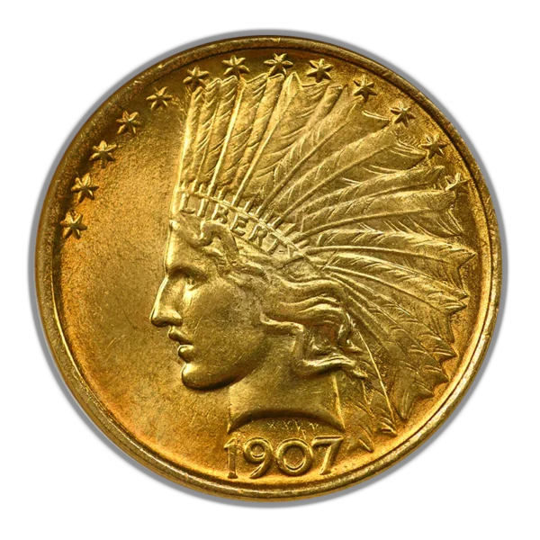 1907 Indian Head Gold Eagle $10 NGC Fatty MS62 - No Motto - Image 3