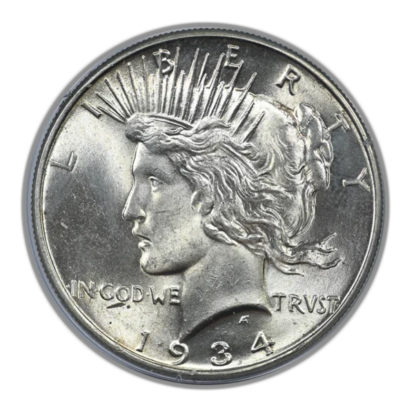 1934 Peace Dollar $1 PCGS Rattler MS63 CAC - Image 3