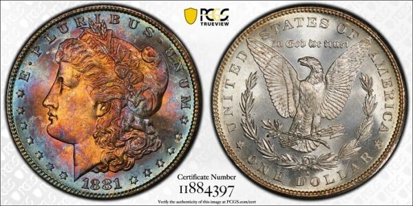 1881-S Morgan Dollar $1 PCGS MS67 - TONED! - Image 3