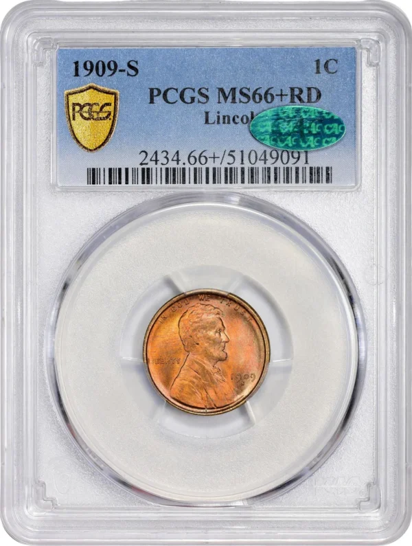 1909-S 1C LINCOLN MS66+ RD PCGS CAC