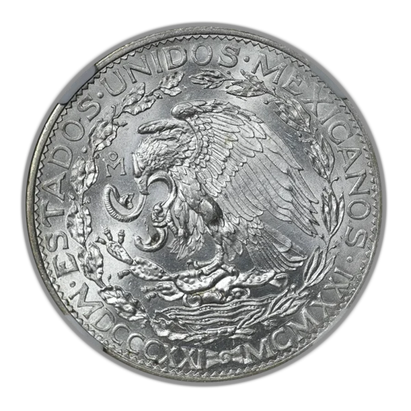 1921 Mo Mexico Silver Dos Pesos S2P NGC MS61 - Independence Centennial - Image 4