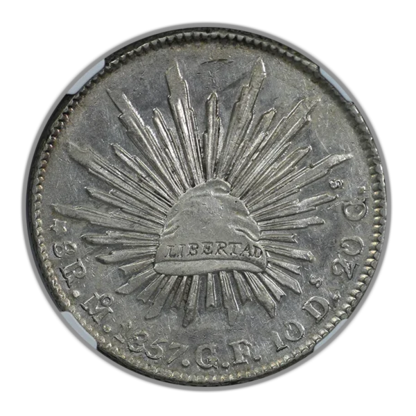 1857 MO GF Mexico 8R Reales NGC AU58 - Image 3