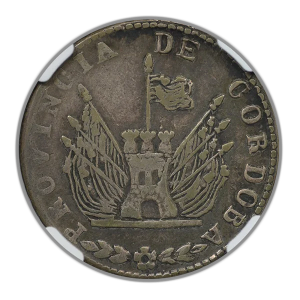 1850 Argentina 4R Reales Sun Face NGC VF25 - Cordoba - Image 4