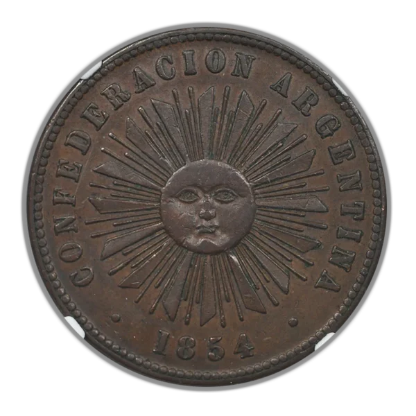 1854 Argentina 4C Centavos Sun Face NGC XF45BN - Confederation - Image 3