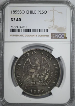 1855 SO Chile Peso NGC XF40