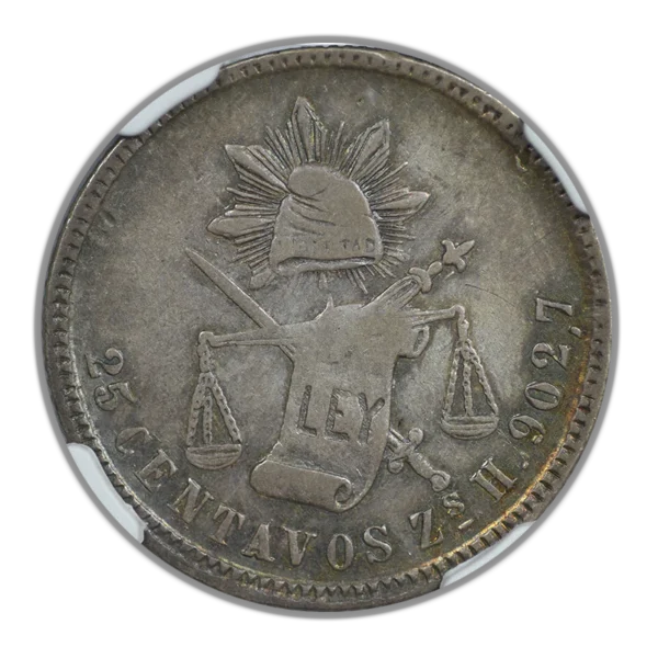 1871 ZS H Mexico 25C Centavos NGC VF35 - Image 3