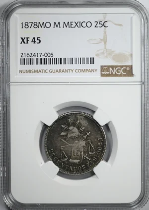 1878 MO M Mexico 25C Centavos NGC XF45