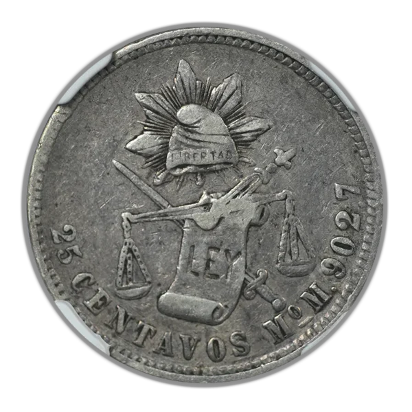 1886 MO M Mexico 25C Centavos NGC XF40 - Image 3