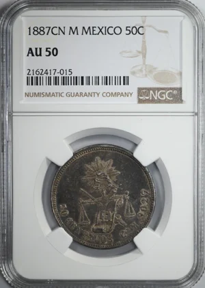 1887 CN M Mexico 50C Centavos NGC AU50