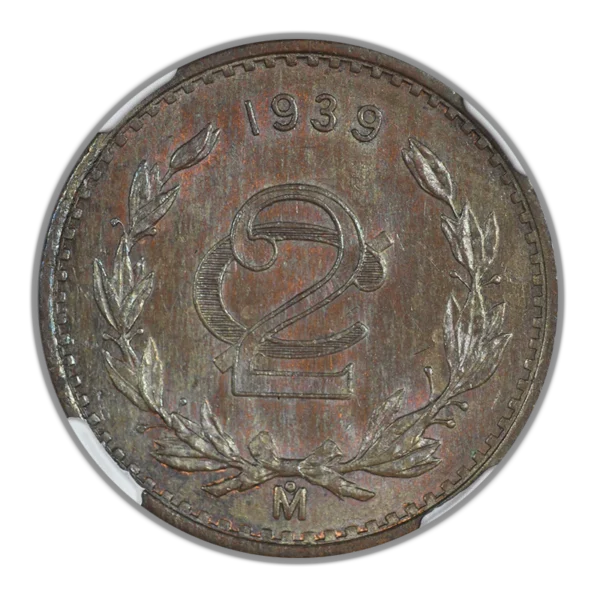 1939 Mo Mexico 2C Centavos NGC MS63BN - Image 3