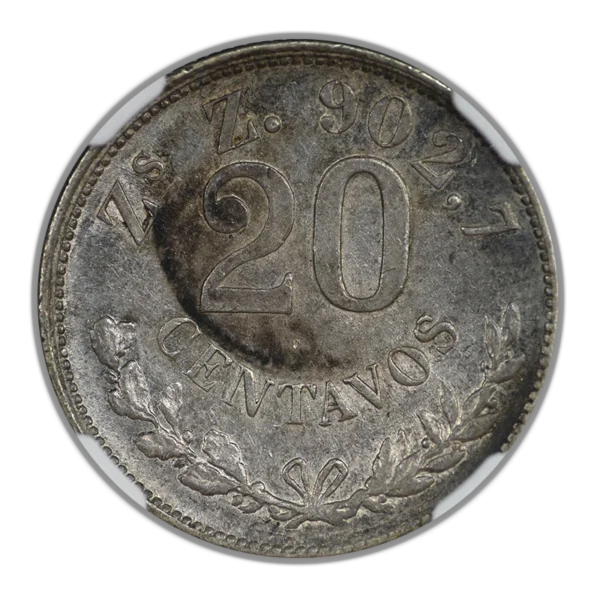 1898 ZS Z Mexico 20C Centavos NGC AU58 - Image 4