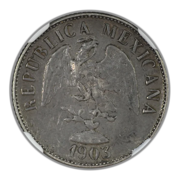 1903 CN Q Mexico 20C Centavos NGC AU50 - Image 3