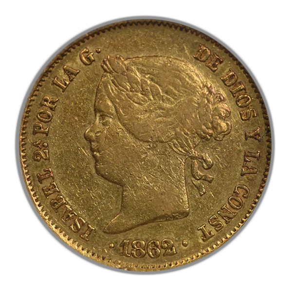 1862 Spanish Philippines Gold 4 Pesos G4P NGC XF40 - Image 3