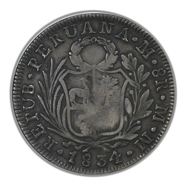 (1837) 138.2 Philippines 8R Reales NGC VF25 - T6 C/S Counterstamp on 1834Lima MM Peru 8R Reales - Image 4