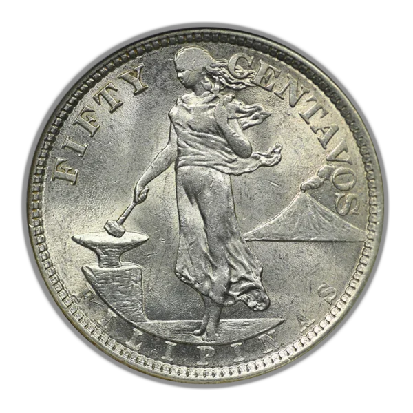 1921 USA Philippines 50C Centavos NGC MS63 - Image 3