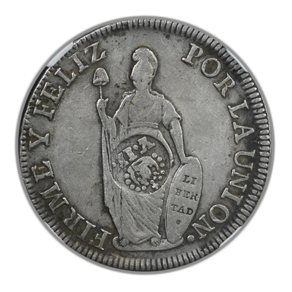(1837) 138.2 Philippines 8R Reales NGC VF25 - T6 C/S Counterstamp on 1834 Lima MM Peru 8R Reales - Image 3