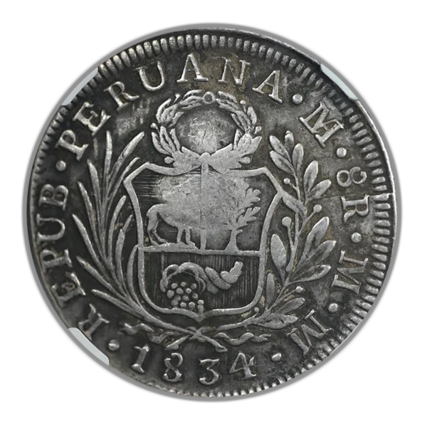 (1837) 138.2 Philippines 8R Reales NGC VF25 - T6 C/S Counterstamp on 1834 Lima MM Peru 8R Reales - Image 4