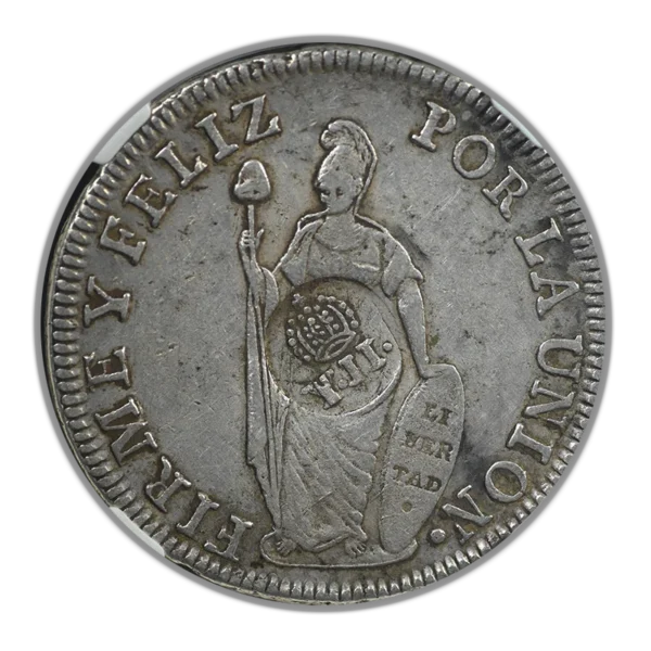(1837) 138.2 Philippines 8R Reales NGC VF35 - T6 C/S Counterstamp on 1834 Lima MM Peru 8R Reales - Image 3