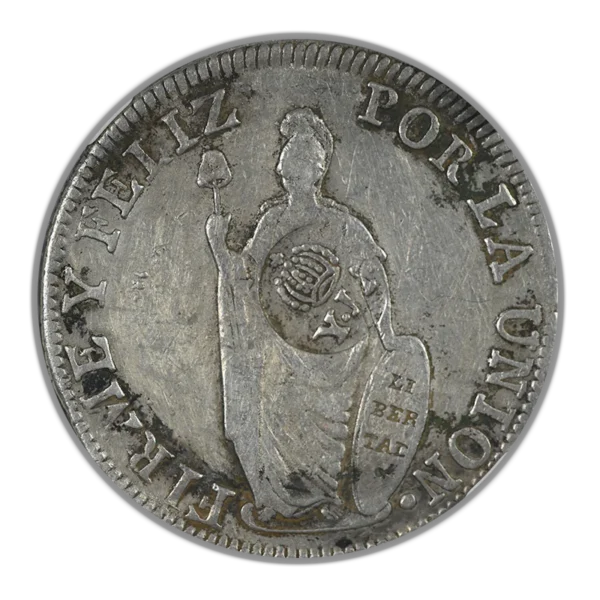 (1837) 138.2 Philippines 8R Reales NGC VF25 - T6 C/S Counterstamp on 1835 Lima MT Peru 8R Reales - Image 3