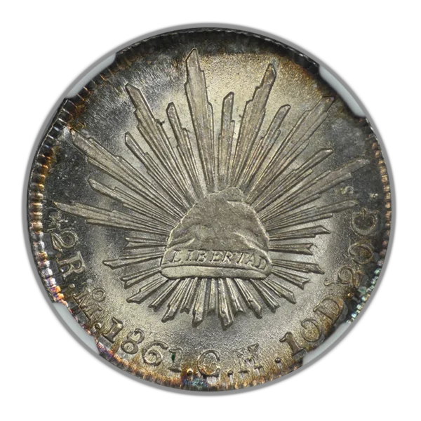 1861-Mo CH Mexico 2R Reales NGC MS67 - Image 3