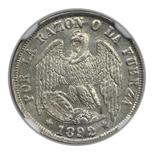 1892/82 SO Chile 1/2D Decimo NGC MS65 - Image 4