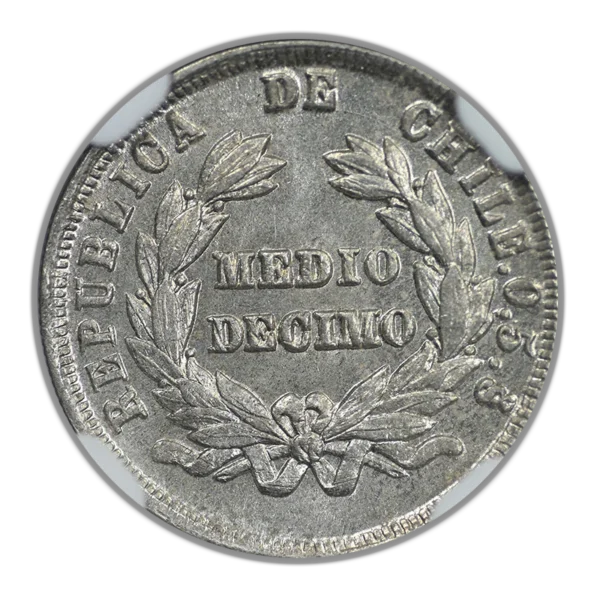 1892/82 SO Chile 1/2D Decimo NGC MS65 - Image 2
