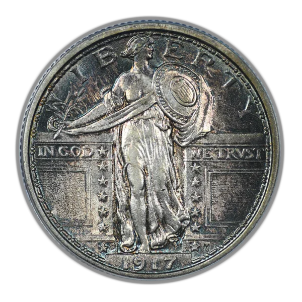 1917-S Type 1 Standing Liberty Quarter 25C ANACS MS62FH - TONED! - Image 3