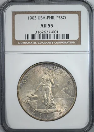 1903 USA Philippines Peso NGC AU55