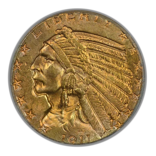 1911 Indian Head Gold Half Eagle $5 PCGS MS63 OGH - Image 3