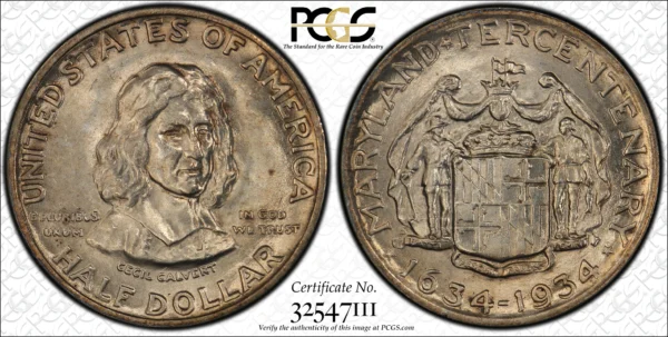 1934 Maryland Classic Commemorative Half Dollar 50C PCGS MS65 - Image 3