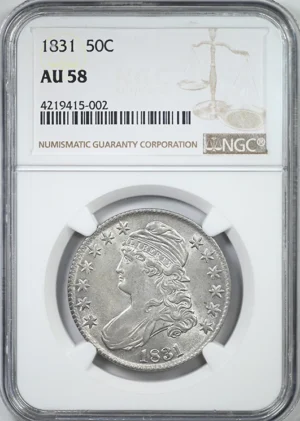 1831 Capped Bust Half Dollar 50C NGC AU58