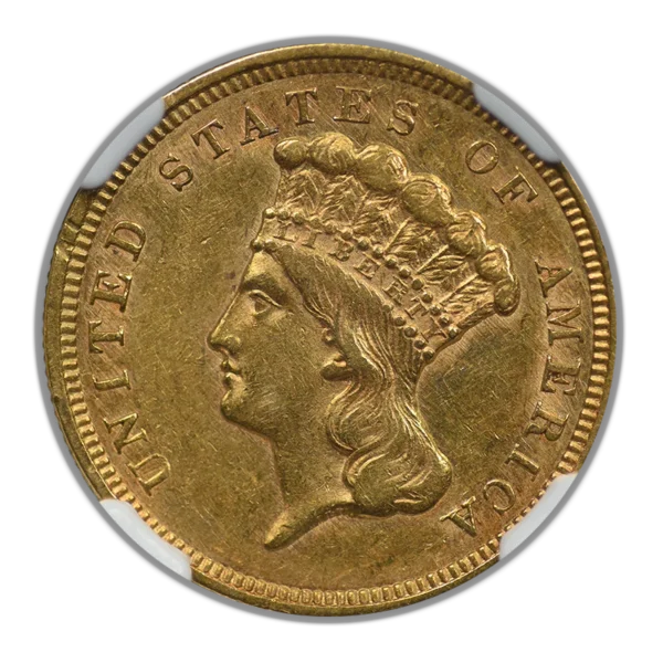 1857 Indian Princess Gold Three Dollar Piece $3 NGC AU55 - Image 3