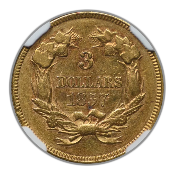1857 Indian Princess Gold Three Dollar Piece $3 NGC AU55 - Image 4