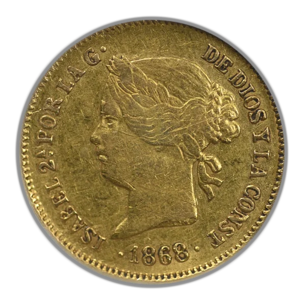 1868 Spanish Philippines Gold Peso G1P NGC NCS XF Details - Image 3