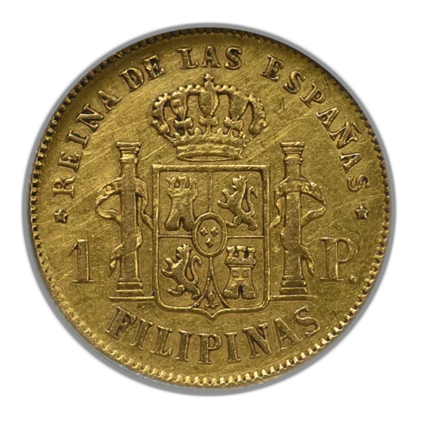 1868 Spanish Philippines Gold Peso G1P NGC NCS XF Details - Image 4