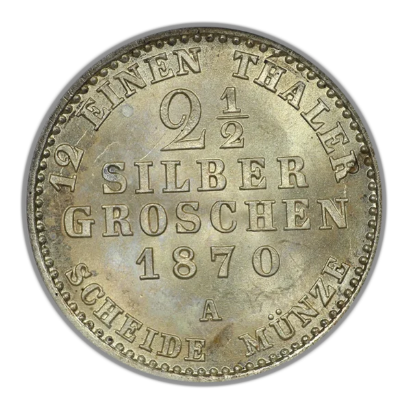 1870-A Germany Prussia 2.5SG Silbergroschen ANACS Soapbox MS64 - Image 4