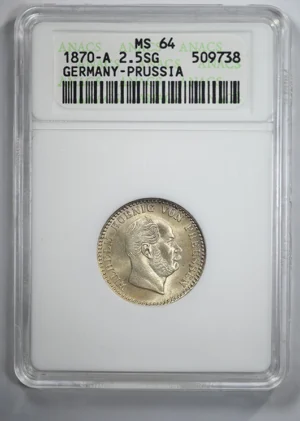 1870-A Germany Prussia 2.5SG Silbergroschen ANACS Soapbox MS64
