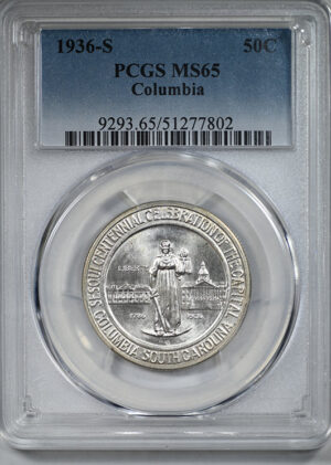 1936-S Columbia Classic Commemorative Half Dollar 50C PCGS MS65