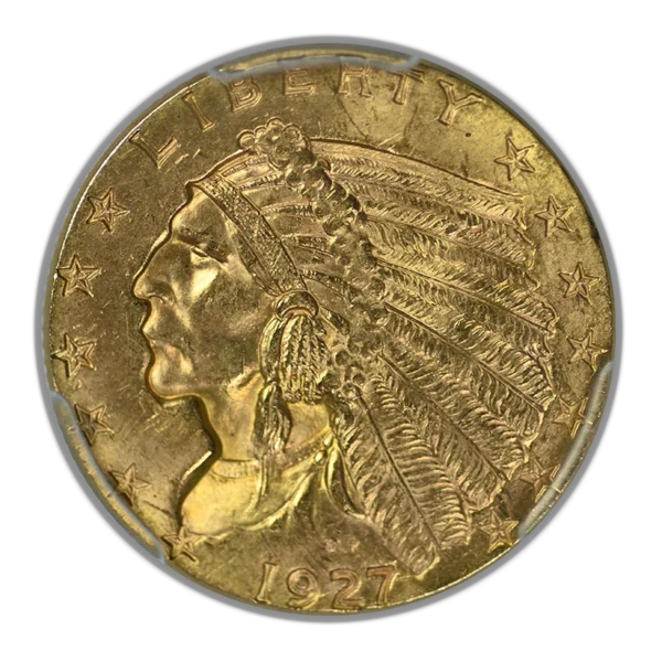 1927 Indian Head Gold Quarter Eagle $2.50 PCGS MS64 CAC - Image 3