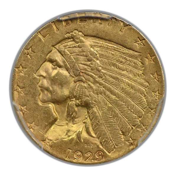 1929 Indian Head Gold Quarter Eagle $2.50 PCGS MS63 - Image 3